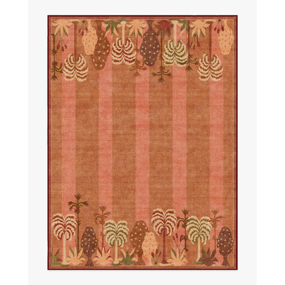 Palmistry Pinstripe Warm Brown Flatwoven Rug by Jungalow - 275 x 365 cm - Rug + Pad System