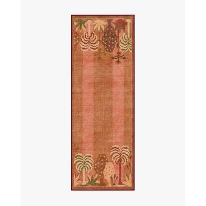 Palmistry Pinstripe Warm Brown Flatwoven Rug by Jungalow - 75 x 215 cm - Rug + Cushioned Pad System