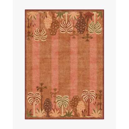 Palmistry Pinstripe Warm Brown Flatwoven Rug by Jungalow - 150 x 215 cm - Rug + Cushioned Pad System