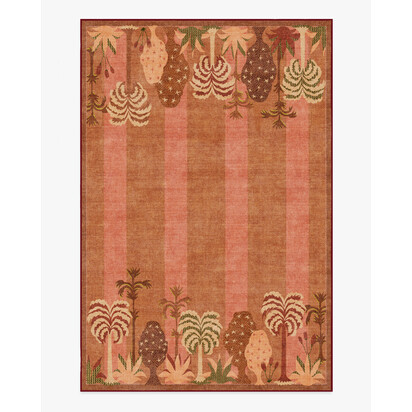 Palmistry Pinstripe Warm Brown Flatwoven Rug by Jungalow - 185 x 275 cm - Rug + Cushioned Pad System