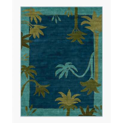 Sabal Blue & Teal Flatwoven Rug by Jungalow - 275 x 365 cm - Rug + Cushioned Pad System