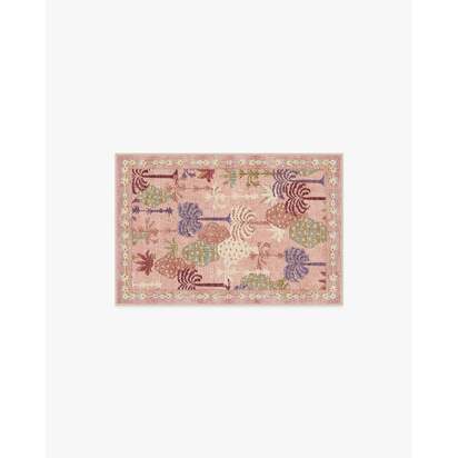Palmistry Soft Pink Flatwoven Rug by Jungalow - 60 x 90 cm - Rug + Cushioned Pad System