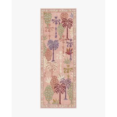 Palmistry Soft Pink Flatwoven Rug by Jungalow - 75 x 215 cm - Rug + Cushioned Pad System
