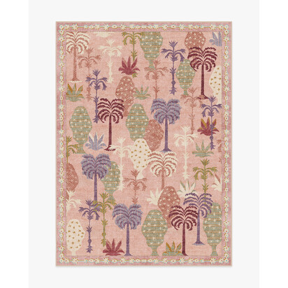 Palmistry Soft Pink Flatwoven Rug by Jungalow - 150 x 215 cm - Rug + Cushioned Pad System