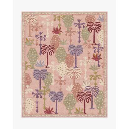 Palmistry Soft Pink Flatwoven Rug by Jungalow - 245 x 305 cm - Rug + Cushioned Pad System