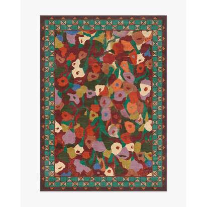 Vera Rust Multicolour Flatwoven Rug by Jungalow - 150 x 215 cm - Rug + Cushioned Pad System