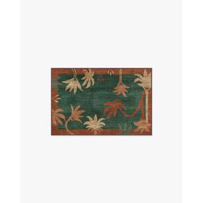 Sabal Olive & Amber Flatwoven Rug by Jungalow - 60 x 90 cm - Rug + Cushioned Pad System