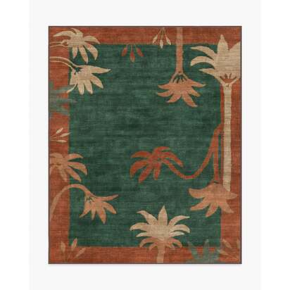 Sabal Olive & Amber Flatwoven Rug by Jungalow - 245 x 305 cm - Rug + Cushioned Pad System