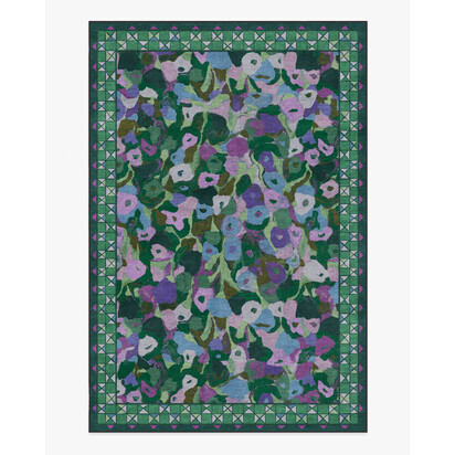 Vera Green & Plum Flatwoven Rug by Jungalow - 185 x 275 cm - Rug + Cushioned Pad System