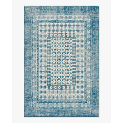 Cyrus Ocean and Ivory Flatwoven Rug - 305 x 425 cm - Rug + Pad System