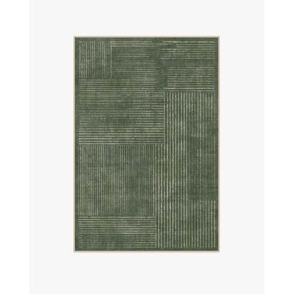 Linear Oasis Green Flatwoven Rug - 120 x 185 cm - Rug + Pad System