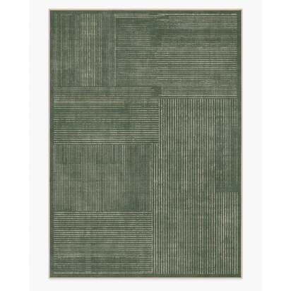 Linear Oasis Green Flatwoven Rug - 305 x 425 cm - Rug + Pad System