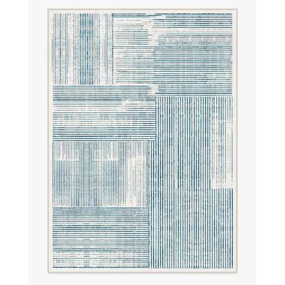 Linear Oasis Ivory & Blue Flatwoven Rug - 305 x 425 cm - Rug + Pad System