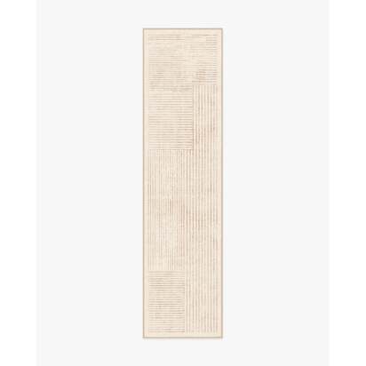 Linear Oasis Neutral Flatwoven Rug - 75 x 305 cm - Rug + Pad System
