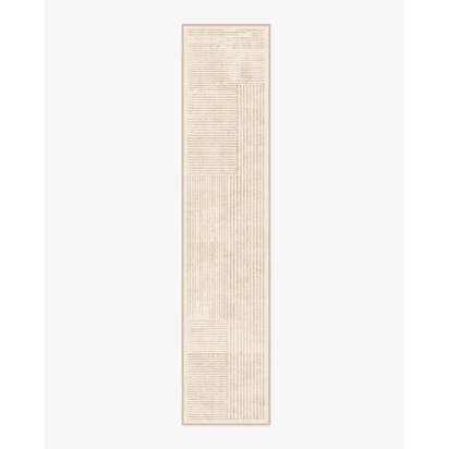 Linear Oasis Neutral Flatwoven Rug - 75 x 365 cm - Rug + Pad System
