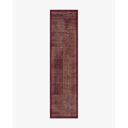 Linear Oasis Rust Red Flatwoven Rug - 75 x 305 cm - Rug + Pad System