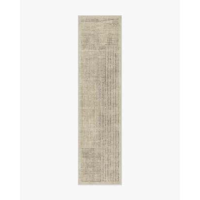 Linear Oasis Stone Grey Flatwoven Rug - 75 x 305 cm - Rug + Pad System