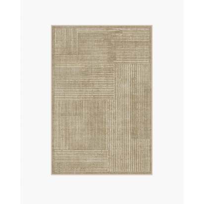 Linear Oasis Warm Taupe Flatwoven Rug - 120 x 185 cm - Rug + Pad System
