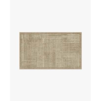 Linear Oasis Warm Taupe Flatwoven Rug - 75 x 305 cm - Rug + Cushioned Pad System