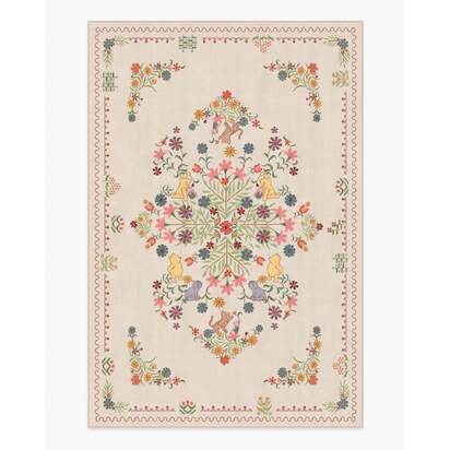 Friendship Garden Cream Multicolour Rug - 200 x 290 cm - All-In-One Rug