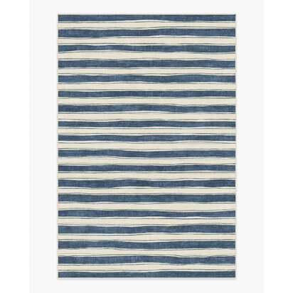 Marin Slate Blue & Neutral Flatwoven Rug - 200 x 290 cm - Rug + Pad System