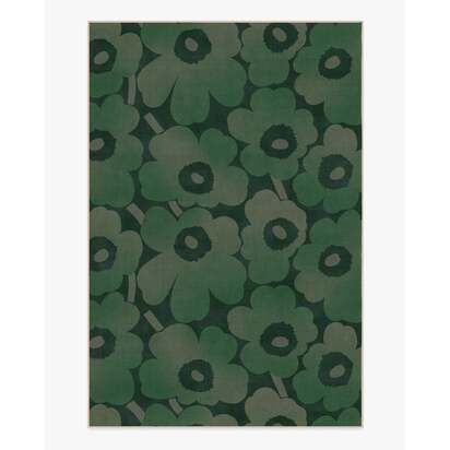 Unikko Green Flatwoven Rug by Marimekko - 200 x 290 cm - Rug + Pad System