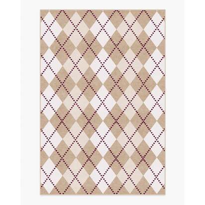 143 Argyle Khaki & Cream Flatwoven Rug by Humberto Leon - 200 x 290 cm - Rug + Pad System
