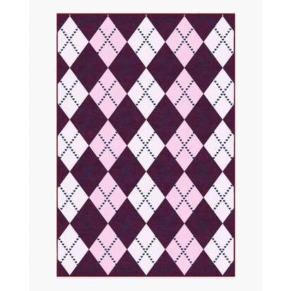 143 Argyle Burgundy & Pink Flatwoven Rug by Humberto Leon - 200 x 290 cm - Rug + Pad System