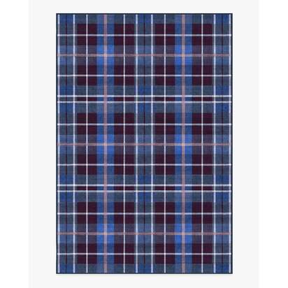 Josa Plaid Burgundy & Blue Flatwoven Rug by Humberto Leon - 200 x 290 cm - Rug + Pad System
