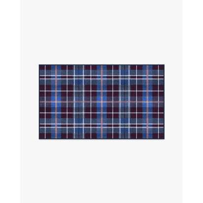 Josa Plaid Burgundy & Blue Flatwoven Rug by Humberto Leon - 200 x 290 cm - Rug + Pad System
