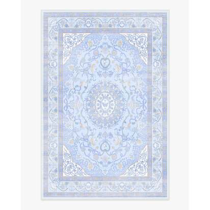 Mazzy Ornamental Blue Flatwoven Rug by Humberto Leon - 200 x 290 cm - Rug + Pad System