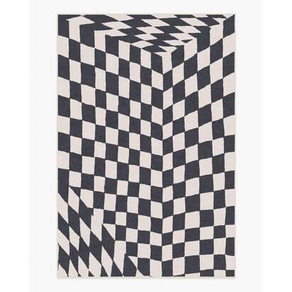 Ricardo Checkerboard Ivory & Black Flatwoven Rug by Humberto Leon - 200 x 290 cm - Rug + Cushioned Pad System
