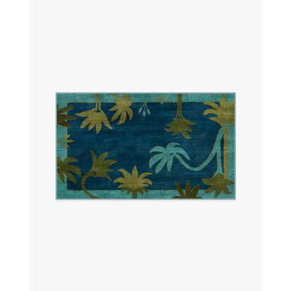 Sabal Blue & Teal Flatwoven Rug by Jungalow - 200 x 290 cm - Rug + Pad System