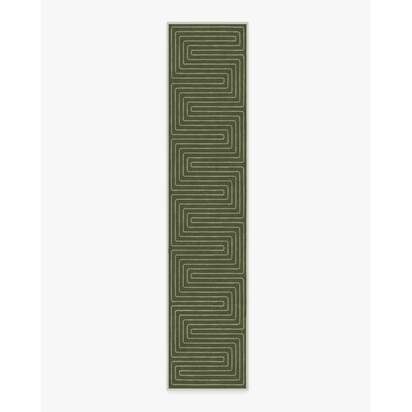 Labyrinth Fern Green Rug by Jonathan Adler - 75 x 365 cm - All-In-One Rug
