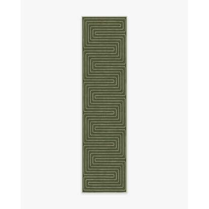 Labyrinth Fern Green Rug by Jonathan Adler - 75 x 365 cm - All-In-One Rug