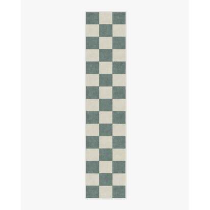 Jaque Checkered Slate Green Rug - 75 x 365 cm - All-In-One Rug