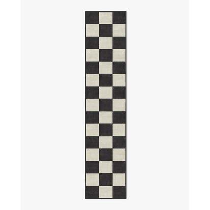 Jaque Checkered Black Rug - 75 x 365 cm - All-In-One Rug