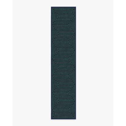 Labyrinth Navy & Teal Rug by Jonathan Adler - 75 x 365 cm - All-In-One Rug
