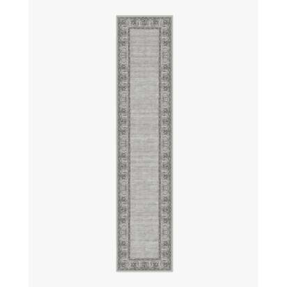 Vintage Daisy Bordered Grey Rug - 75 x 365 cm - All-In-One Rug