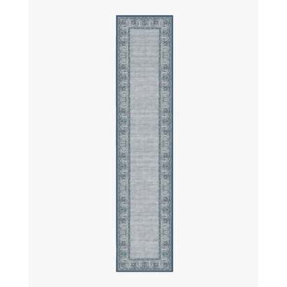 Vintage Daisy Bordered Blue Rug - 75 x 365 cm - All-In-One Rug