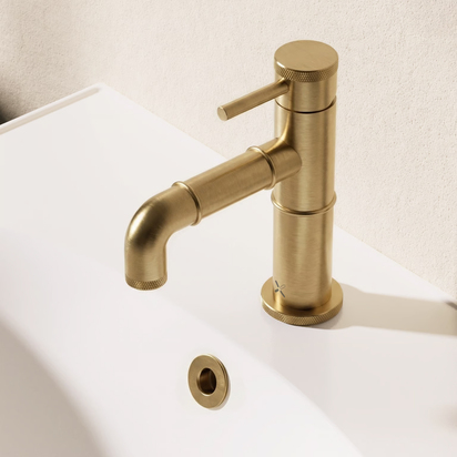 Crosswater MPRO Industrial Basin Mixer Tap - Unlacquered Brushed Brass