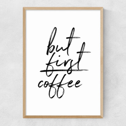 But First Coffee by Rafael Farias A1 (59.4 x 84.1cm) Frame Black Medium (22mm) 