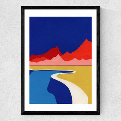 Red Hills Desert Pool A2 (42 x 59.4cm) Frame Black Narrow (15mm) 