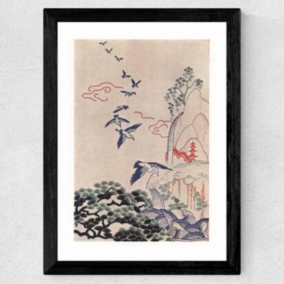 Japanese Stitch Craft Landscape A2 (42 x 59.4cm) Frame Black Narrow (15mm) 