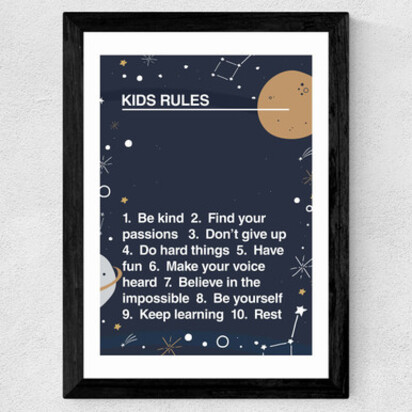 Kids' Rules Space Edit A2 (42 x 59.4cm) Frame Natural Oak Narrow (15mm) 
