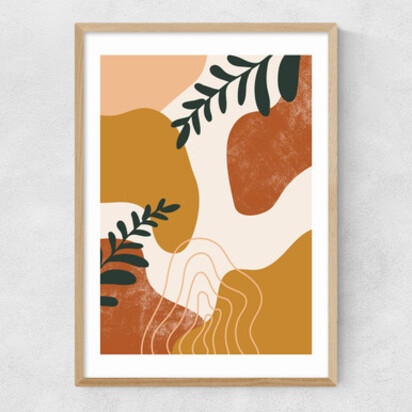 Abstract Leaves 50x70cm Frame Black Medium (22mm) 