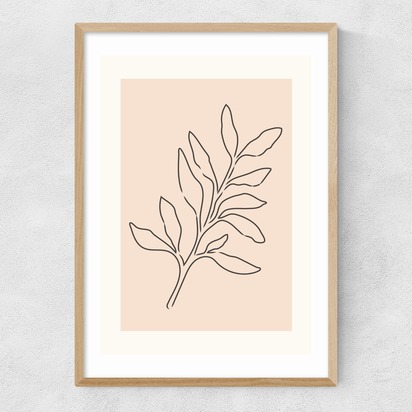 Soft Leaves I 50x70cm Frame Natural Oak Narrow (15mm) 