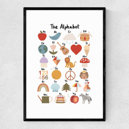 Alphabet by Kid of the Village 50x70cm Frame Natural Oak Medium (22mm) 