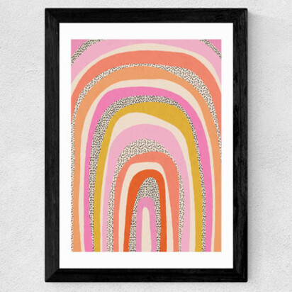 Funky Rainbow Arches A3 (29.7 x 42cm) Frame Natural Oak Narrow (15mm) 