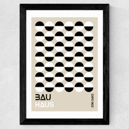 Black And White Bauhaus 50x70cm Frame Black Narrow (15mm) 
